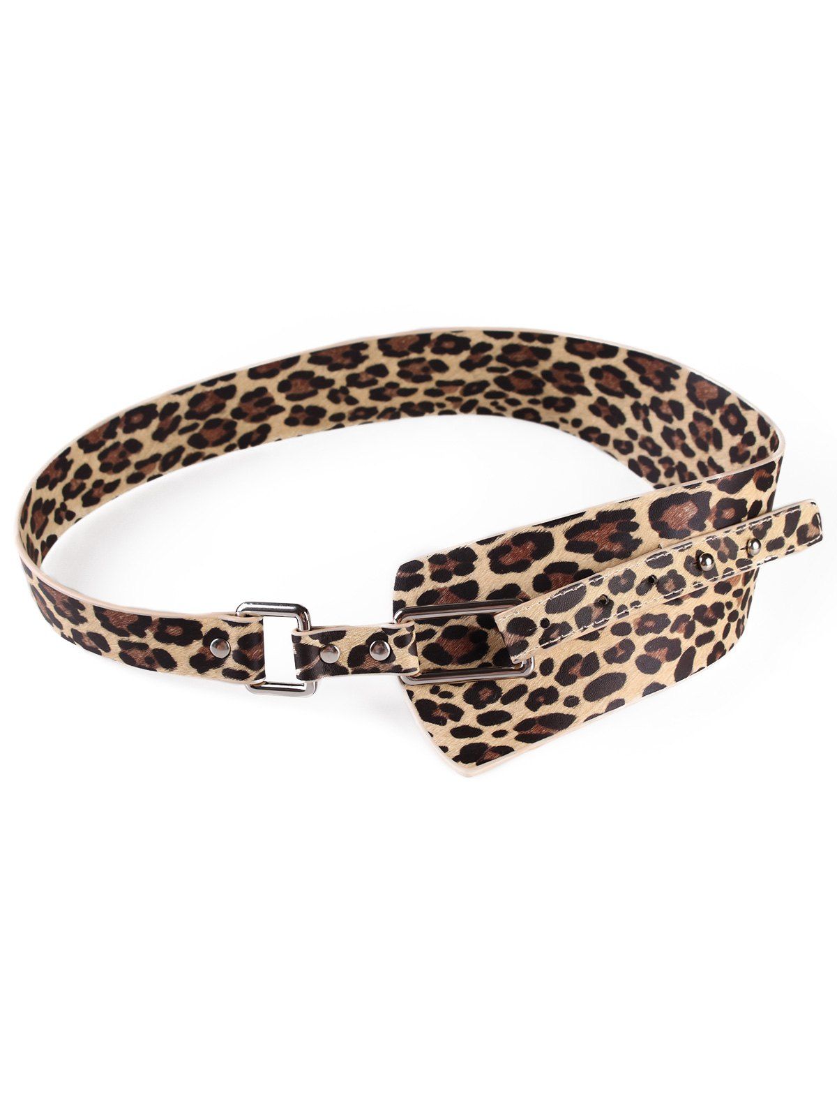 

Stylish Metal Buckle Artificial Leather Wide Waist Belt, Leopard