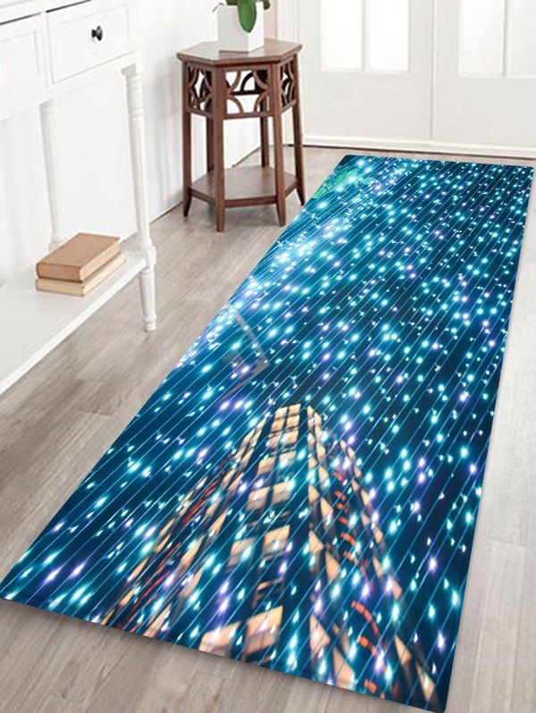 

Christmas Starshine Printed Floor Rug, Deep blue