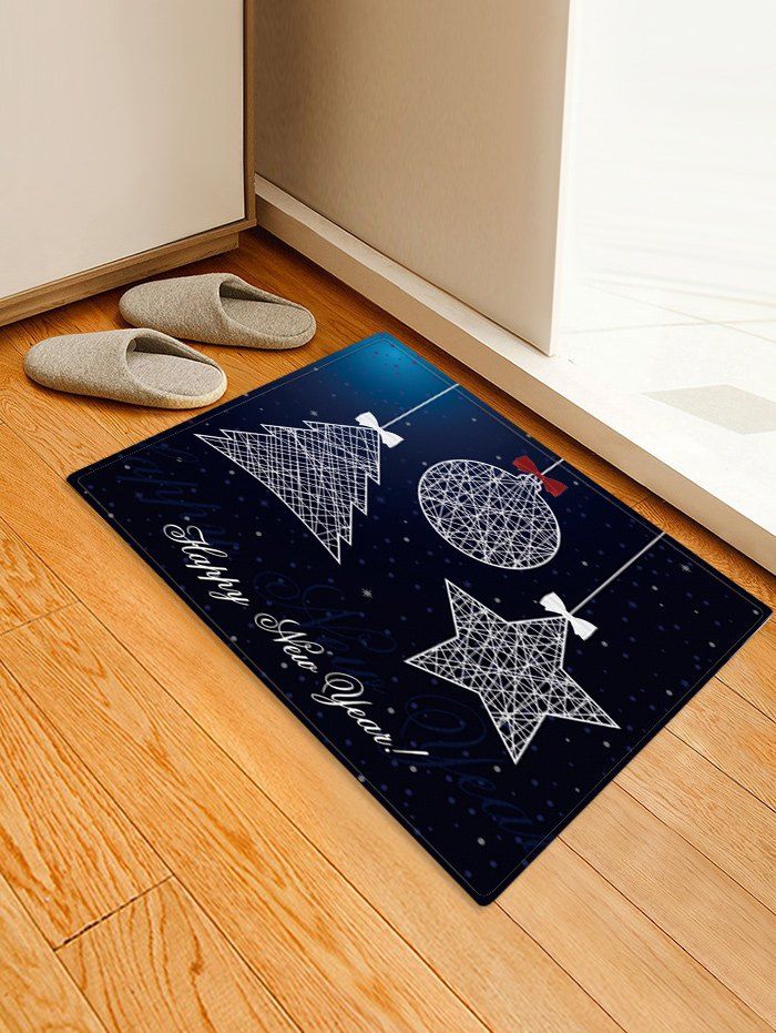 

Christmas Tree Star Pattern Anti-skid Water Absorption Area Rug, Multi