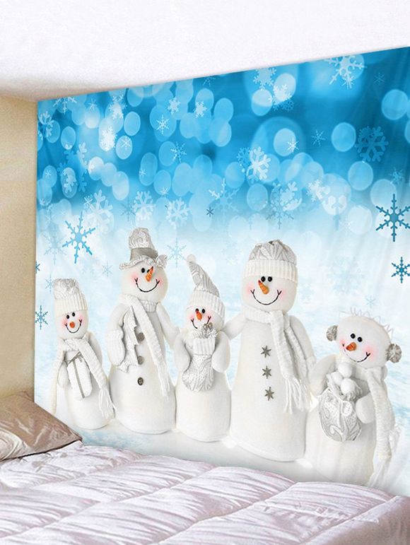 Tapisserie Art Décoration de Noël Famille Bonhomme de Neige Imprimée - multicolor W79 X L71 INCH