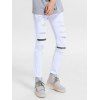 Zipper Embellished Skinny Ripped Jeans - WHITE 40