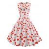 Robe Vintage Epinglée Cerise Imprimée - Blanc Lait M