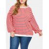 T-shirt Rayé de Grande Taille à Goutte Epaule - Rouge ONE SIZE