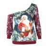 Sweat-shirt Père Noël de Grande Taille à Col Oblique - multicolor L