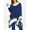 T-shirt Mouchoir Bicolore à Manches Longues de Grande Taille - Bleu Myrtille 1X