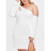 Mini-Robe Fendue Découpée de Grande Taille à Une Epaule - Blanc L