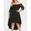Robe Haute Basse de Grande Taille à Epaule Dénudée à Lacets - Noir L
