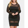 Robe Panneau en Maille Transparente de Grande Taille - Noir 3X