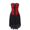 Gothic Lace Up Strapless Corset Bandeau Asymmetrical Midi Dress - RED M