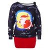 T-shirt Blouson de Noël à Epaule Ouverte de Grande Taille - multicolor L