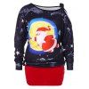 T-shirt Blouson de Noël à Epaule Ouverte de Grande Taille - multicolor 3X