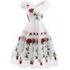 Robe Bal de Promo Florale Brodée - Blanc 2XL