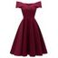 Foldover Off The Shoulder Skater Cocktail Dress - RED WINE XL