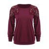 Sweat-shirt Respirant Panneau en Dentelle à Manches Raglan - Rouge Vineux XL