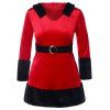 Robe de Noël Embellie de Cercle O de Grande Taille en Velours - Rouge Lave 3X