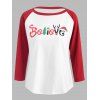 T-shirt de Base-ball de Noël Believe Imprimé - Blanc L