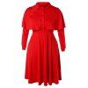 Robe Cape Mi-Longue de Grande Taille - Rouge 1X