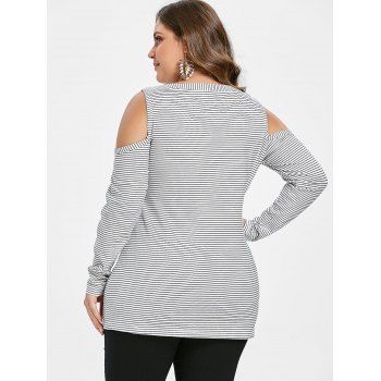 

Plus Size Open Shoulder Lace Up T Shirt, Multicolor