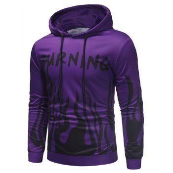 

Burning Printed Pullover Hoodie, Purple iris