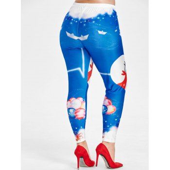 

Christmas Bell Elk Plus Size Leggings, Crystal blue