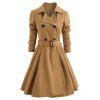 Double Breasted Fit and Flare Wool Coat - KHAKI S