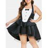 Robe d'Halloween Cosplay Bonne avec Nœud Papillon de Grande Taille - Noir L