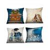 Taie d'Oreiller Thème de Noël Imprimée 4 Pièces - multicolor W18 X L18 INCH