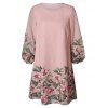 Floral Printed Casual Long Puff Sleeves Shift Mini Dress - LIGHT PINK M