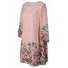 Floral Printed Casual Long Puff Sleeves Shift Mini Dress - LIGHT PINK M