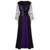 Maxi Robe en Dentelle Insérée de Grande Taille à Lacets - Iris Pourpre L
