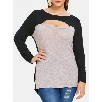 

Color Block Cutout Plus Size Top, Multicolor