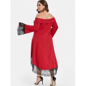 

Plus Size Flare Sleeve High Low Dress, Red