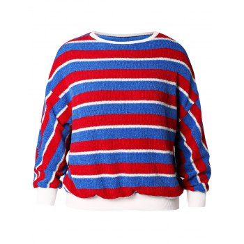 

Plus Size Striped Color Block Sweater, Multicolor