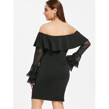 

Plus Size Off The Shoulder Ruffle Panel Dress, Black