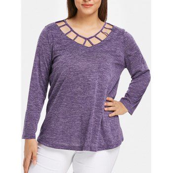 

Space Dye Cutout Plus Size T-shirt, Purple iris