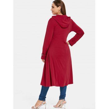 

Plus Size Hooded Skirted Coat, Red wine