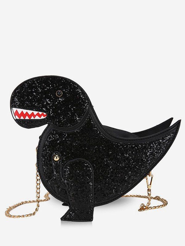 

Glisten Dinosaur Shape Chain Crossbody Bag, Black