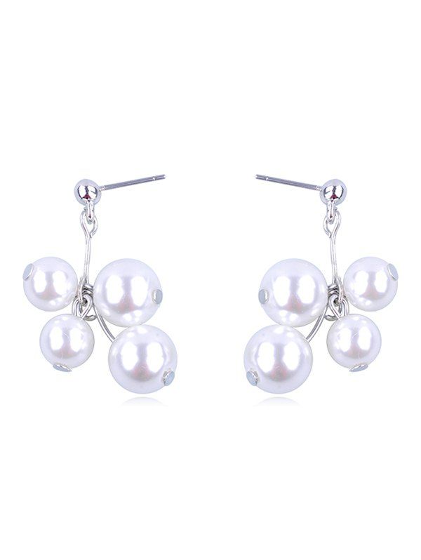 

Artificial Pearl Metal Earrings, Silver