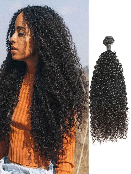 Extensions de Cheveux Humains Vierges Péruviens Bouclés - Noir Naturel 20INCH