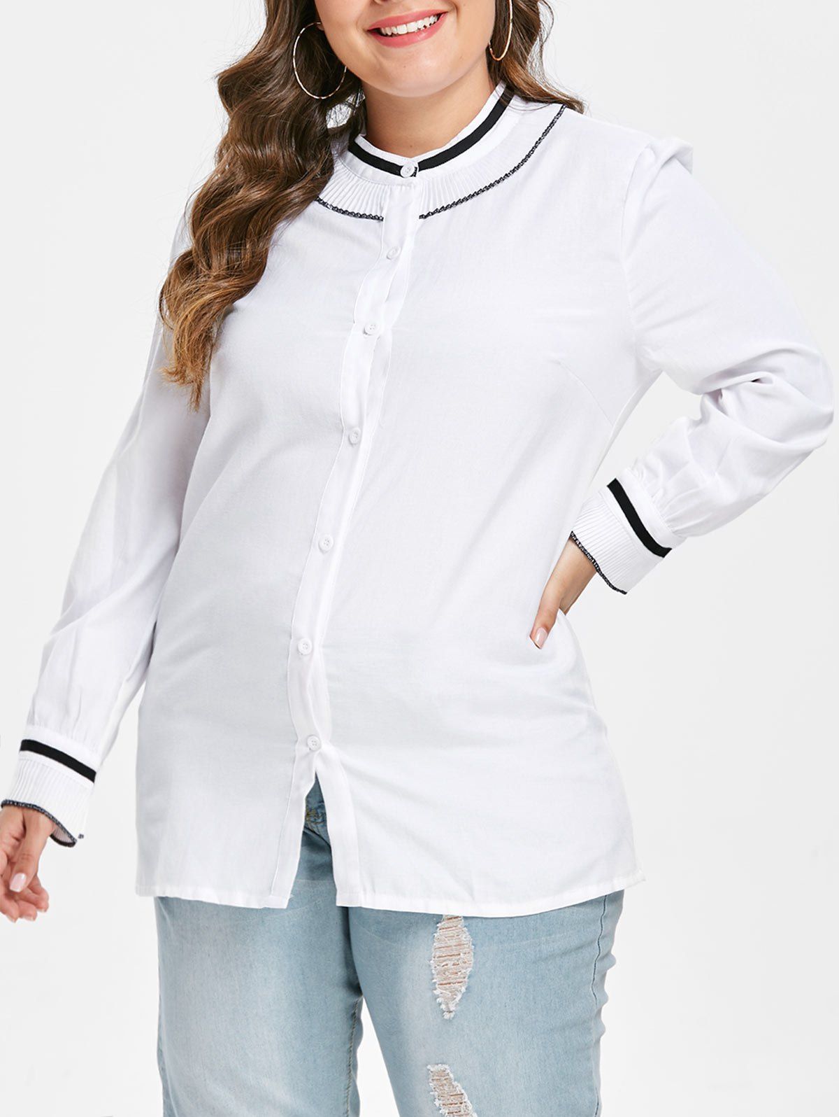 

Ruffle Embellished Plus Size c, White