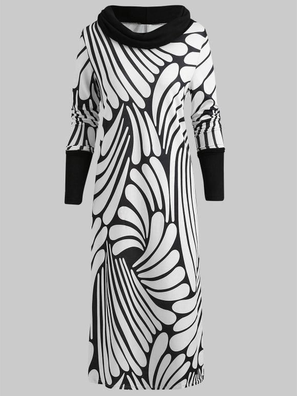 Robe Fourreau Mi-Longue Imprimée à Col Bénitier - multicolor 2XL