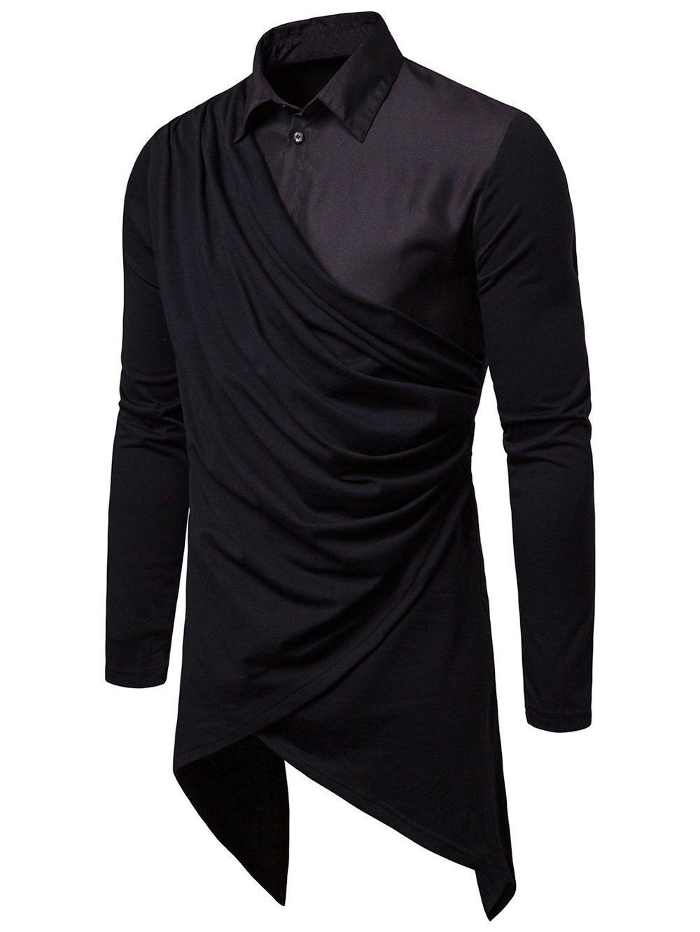 

Asymmetric Faux Twinset Heap Front Shirt, Black