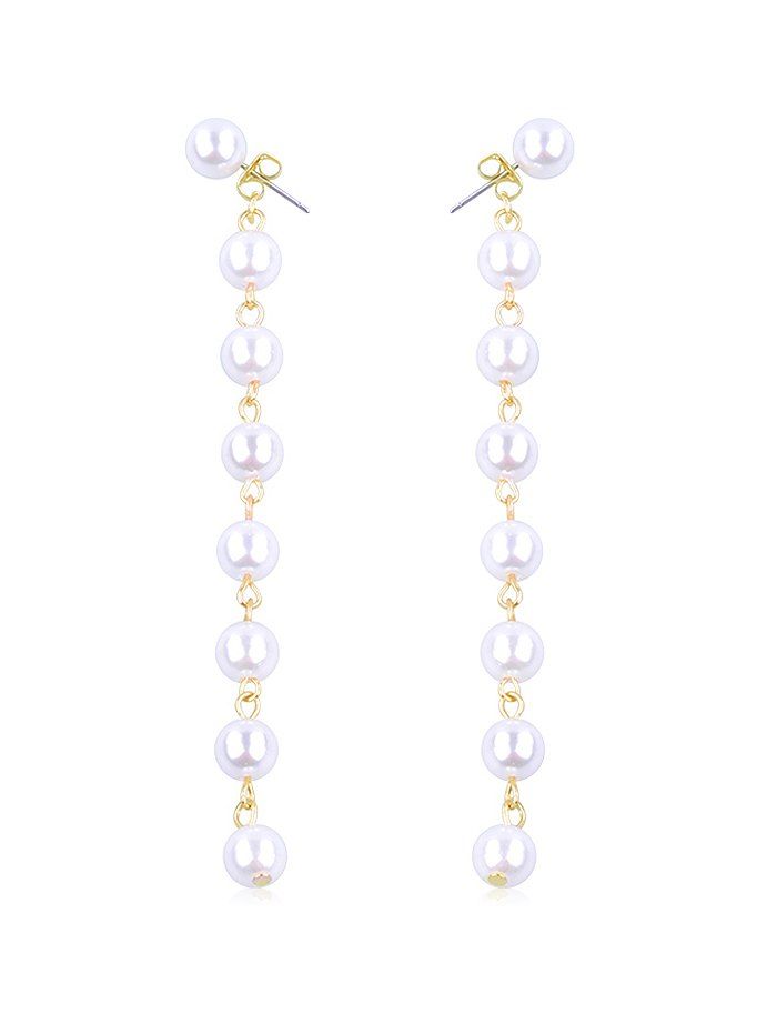 

Vintage Dangling Pearl Drop Earrings, Gold