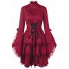 Robe Vintage Découpée à Ourlet en Dentelle - Rouge 2XL