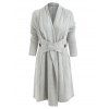 Open Front Button Long Duster Cardigan - LIGHT GRAY L