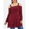 T-shirt Evidé Festonné de Grande Taille - Rouge Vineux L