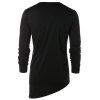 Asymmetric Color Block Long Sleeve T-shirt - BLACK M