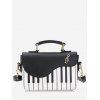 Piano Print Contrast Color Handbag - BLACK 
