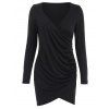 Robe Moulante Plissée à Manches Longues avec Zip - Noir S