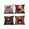 Taie d'Oreiller Thème de Noël Ours Imprimé 4 Pièces - Rouge Lave W18 X L18 INCH